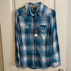 Wrangler Blue Pearl Snap shirt S
